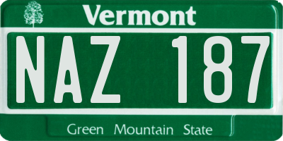 VT license plate NAZ187