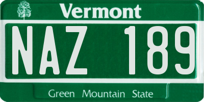 VT license plate NAZ189
