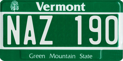 VT license plate NAZ190