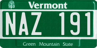 VT license plate NAZ191