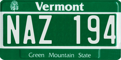 VT license plate NAZ194