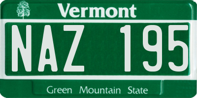 VT license plate NAZ195