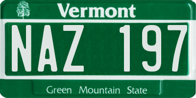 VT license plate NAZ197