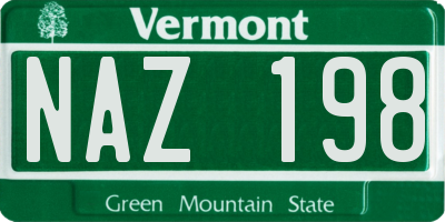 VT license plate NAZ198