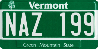VT license plate NAZ199