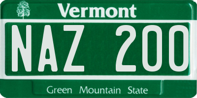 VT license plate NAZ200