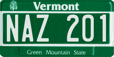 VT license plate NAZ201