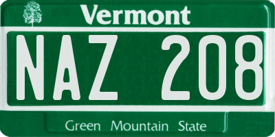 VT license plate NAZ208