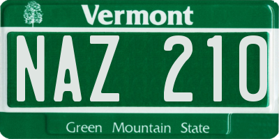 VT license plate NAZ210