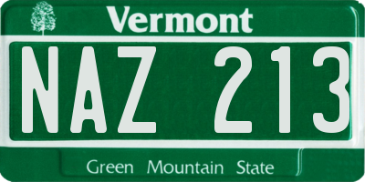 VT license plate NAZ213