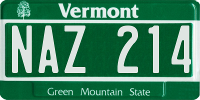 VT license plate NAZ214