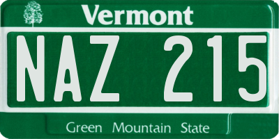 VT license plate NAZ215
