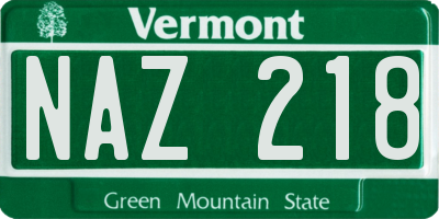 VT license plate NAZ218