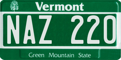 VT license plate NAZ220