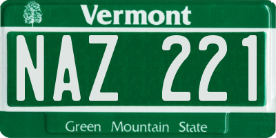 VT license plate NAZ221