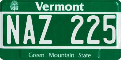VT license plate NAZ225