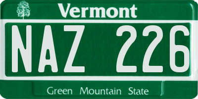 VT license plate NAZ226