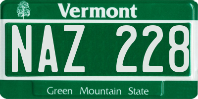 VT license plate NAZ228