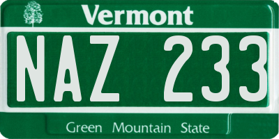 VT license plate NAZ233