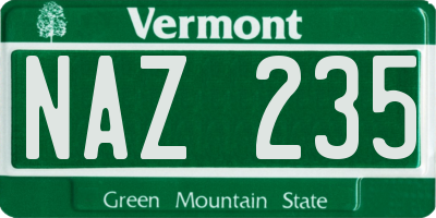 VT license plate NAZ235