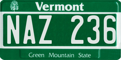 VT license plate NAZ236