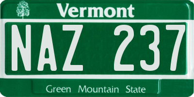 VT license plate NAZ237