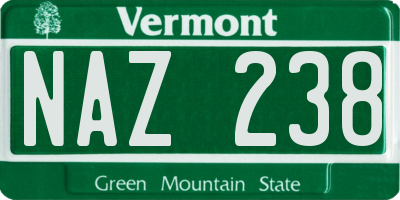 VT license plate NAZ238