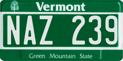 VT license plate NAZ239