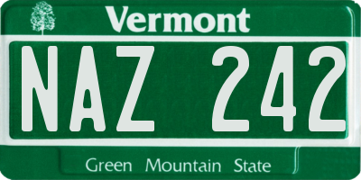 VT license plate NAZ242