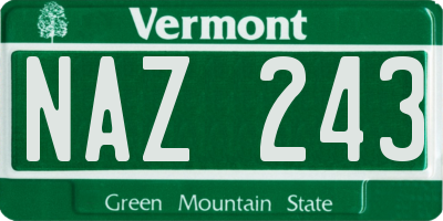 VT license plate NAZ243