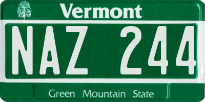 VT license plate NAZ244
