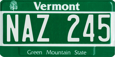 VT license plate NAZ245