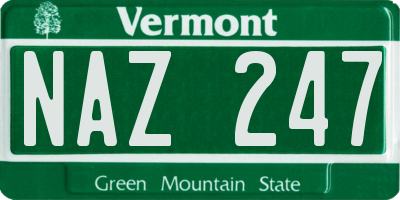 VT license plate NAZ247