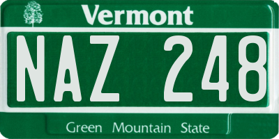 VT license plate NAZ248