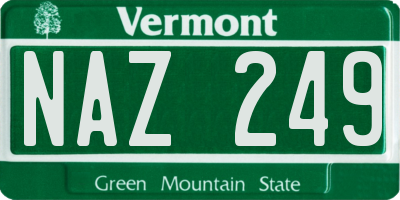 VT license plate NAZ249