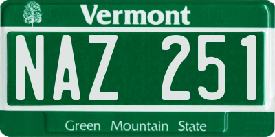 VT license plate NAZ251