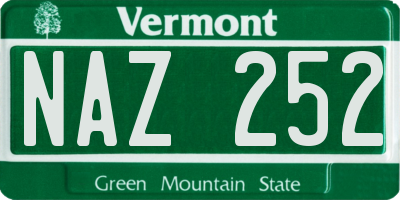 VT license plate NAZ252
