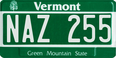 VT license plate NAZ255
