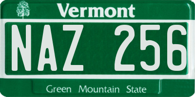 VT license plate NAZ256