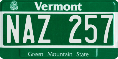 VT license plate NAZ257