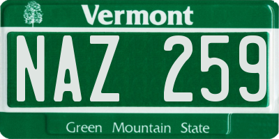 VT license plate NAZ259
