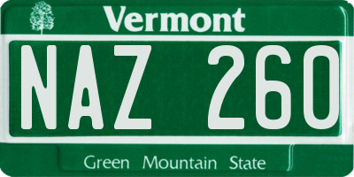 VT license plate NAZ260