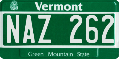 VT license plate NAZ262