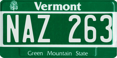VT license plate NAZ263