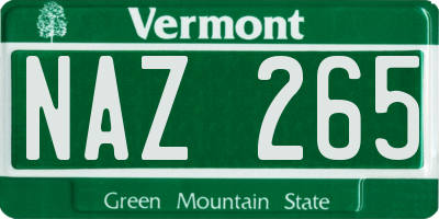 VT license plate NAZ265