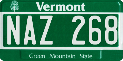 VT license plate NAZ268