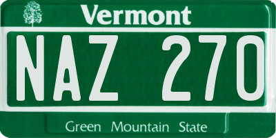 VT license plate NAZ270