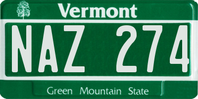 VT license plate NAZ274