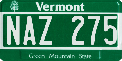 VT license plate NAZ275