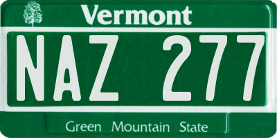 VT license plate NAZ277